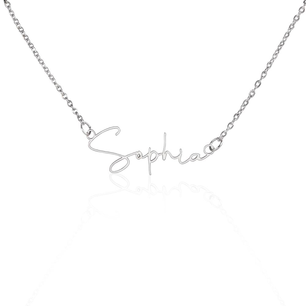 Christian cursive name necklace, personalized with 10 letters or less.