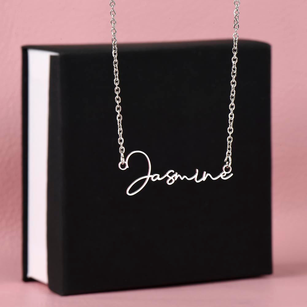 Christian cursive name necklace, personalized with 10 letters or less.