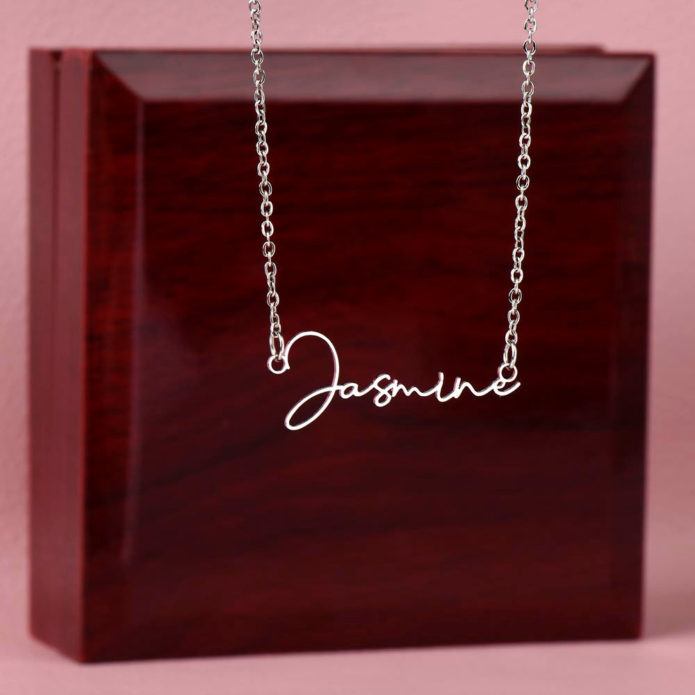 Christian cursive name necklace, personalized with 10 letters or less.