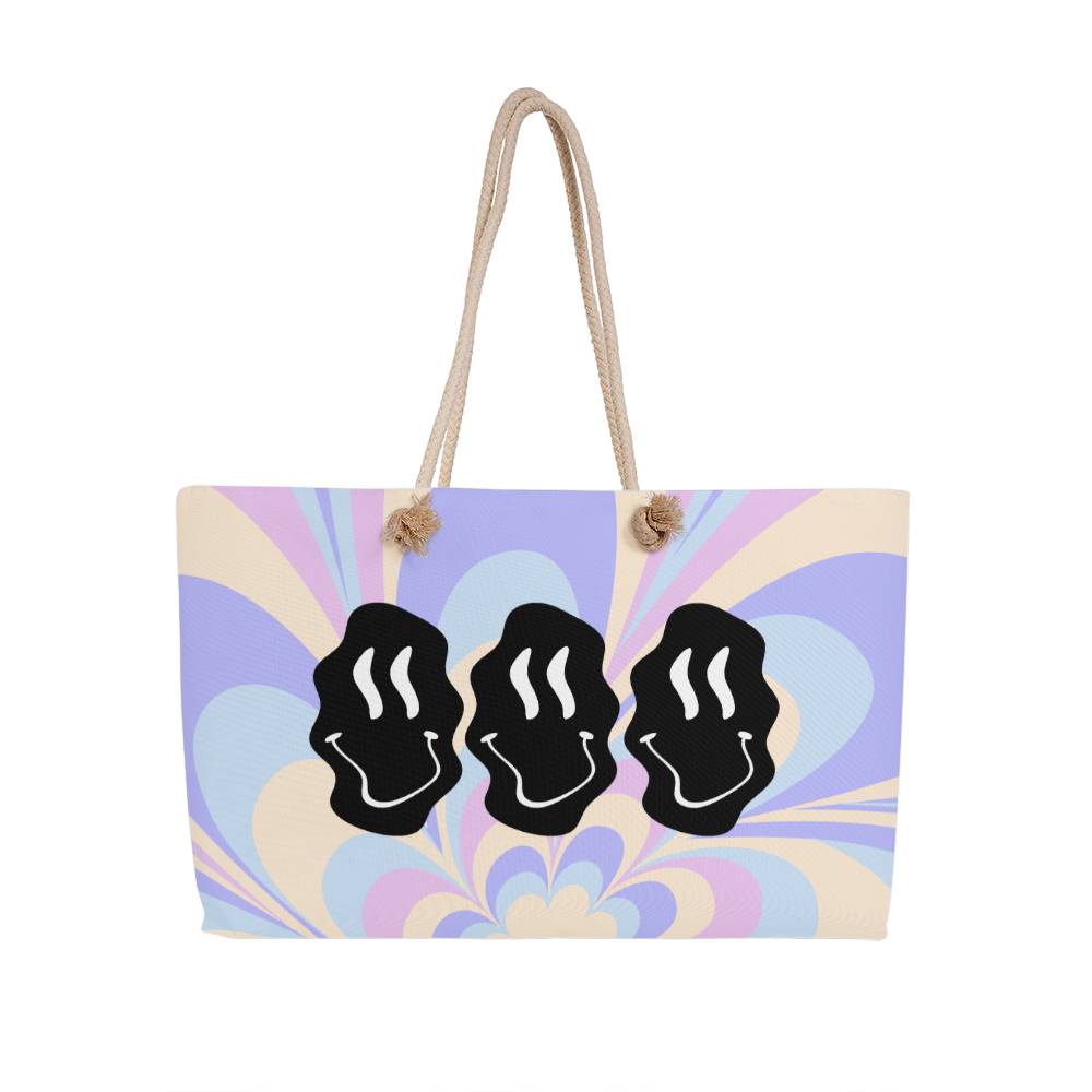ELEVATED SPIRIT | PSYCHEDELIC MELTING HAPPY FACE WEEKENDER BAG - Elevated Spirit
