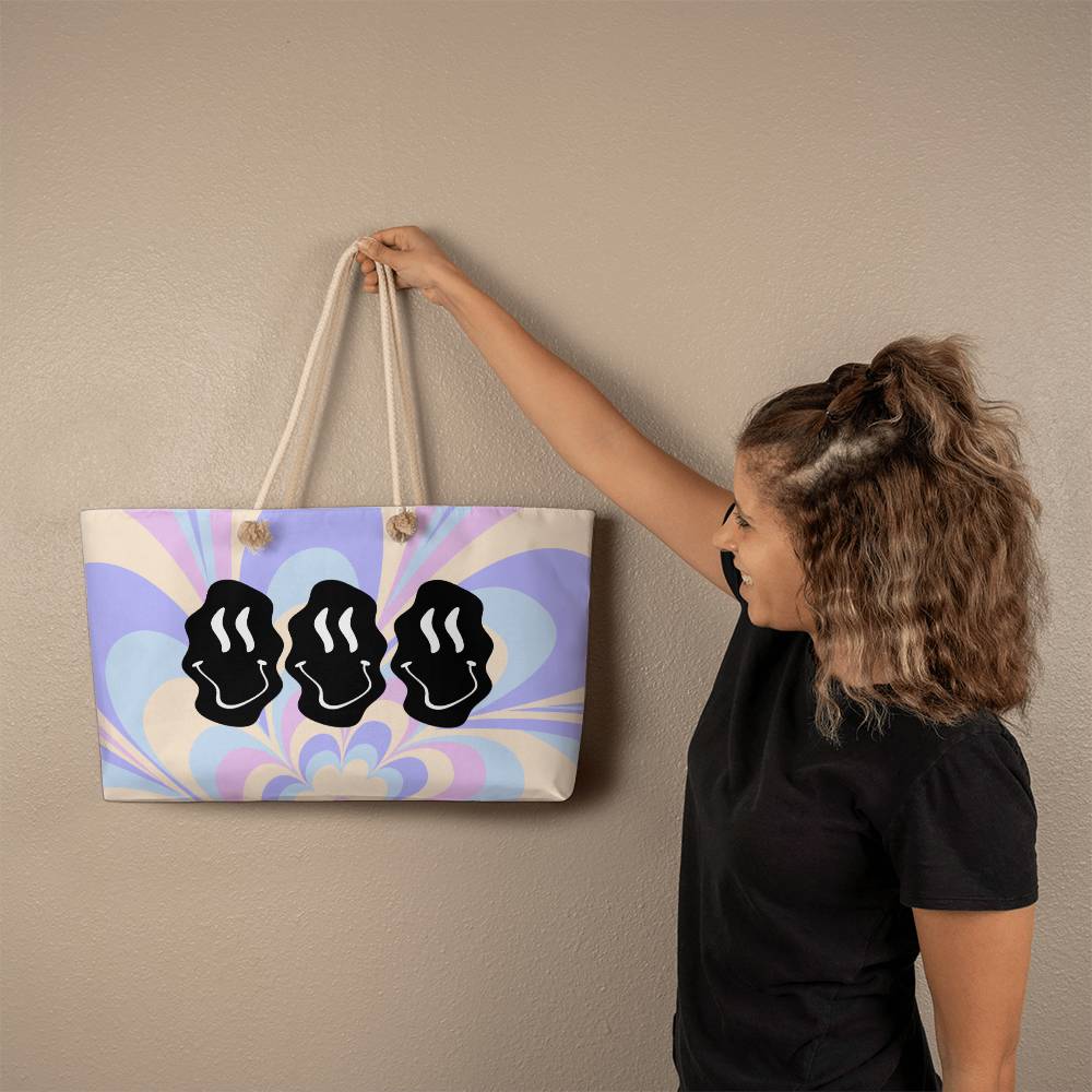 ELEVATED SPIRIT | PSYCHEDELIC MELTING HAPPY FACE WEEKENDER BAG - Elevated Spirit