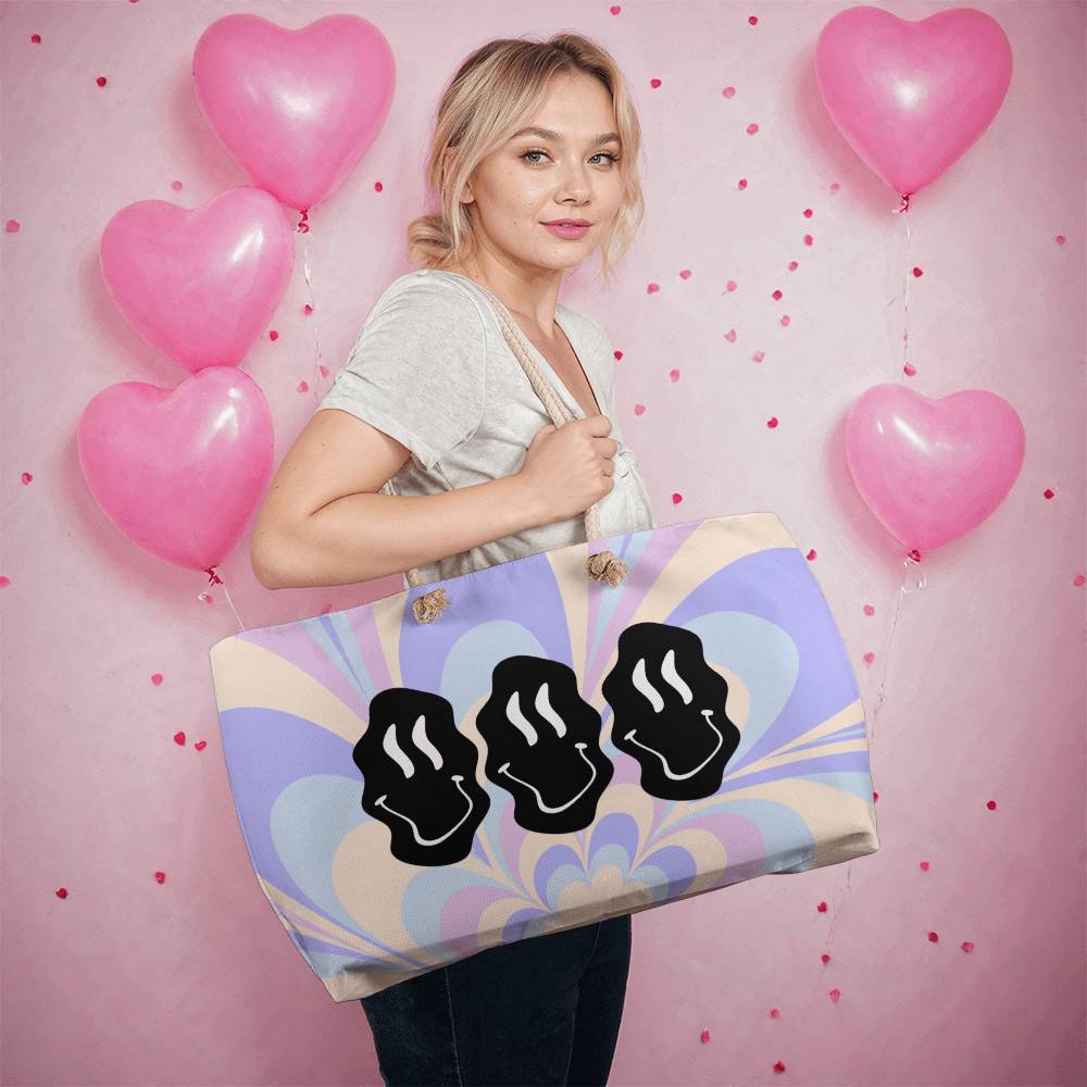 ELEVATED SPIRIT | PSYCHEDELIC MELTING HAPPY FACE WEEKENDER BAG - Elevated Spirit