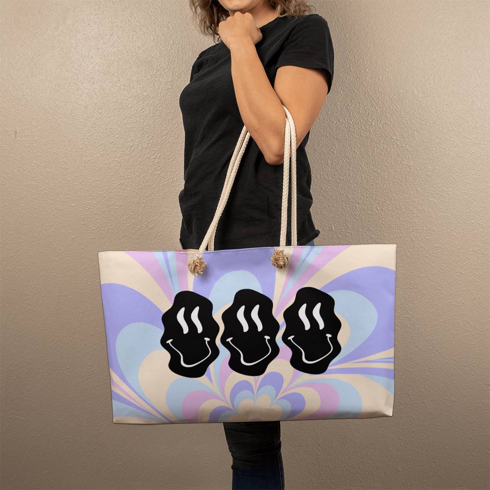 ELEVATED SPIRIT | PSYCHEDELIC MELTING HAPPY FACE WEEKENDER BAG - Elevated Spirit