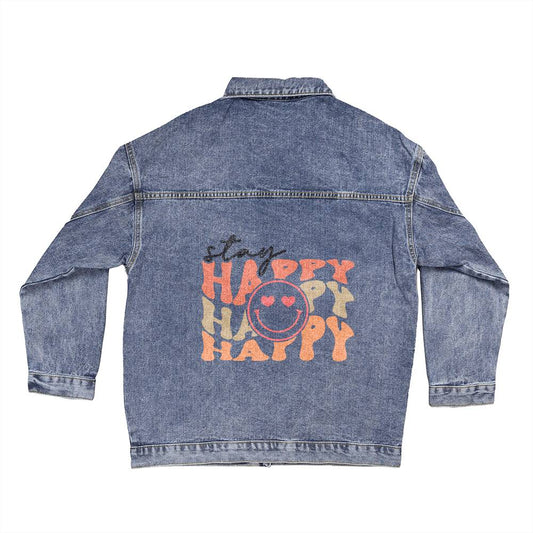 ELEVATED SPIRIT | STAY HAPPY DENIM JACKET - Elevated Spirit