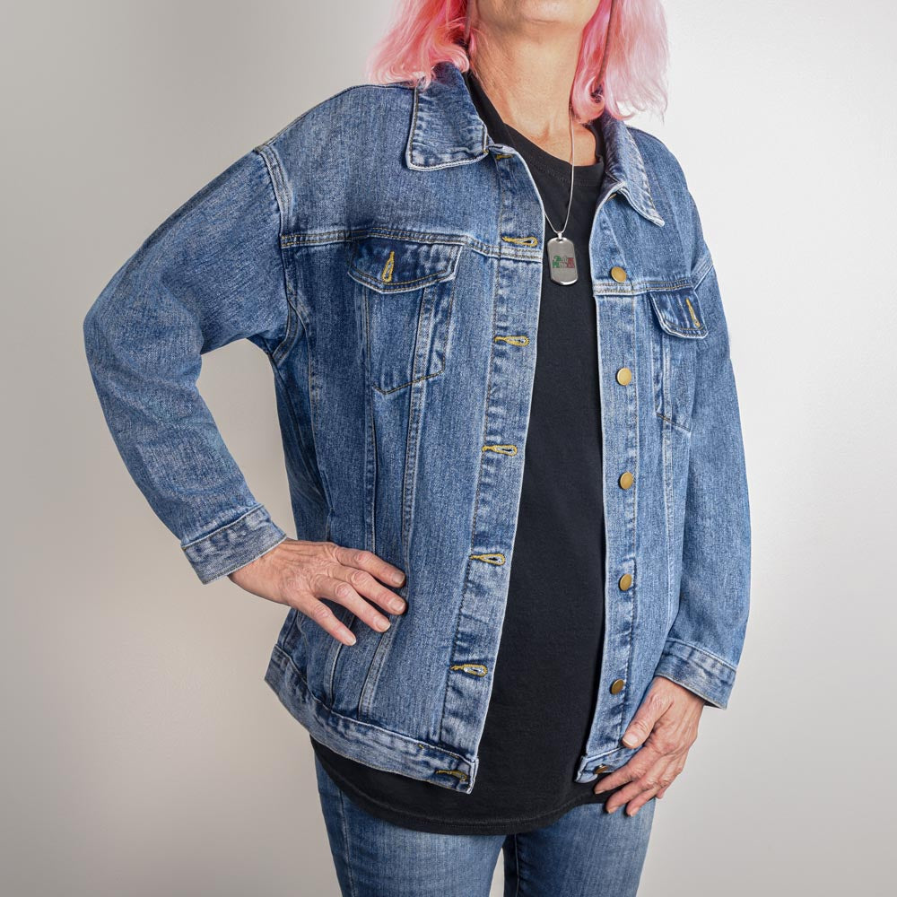 Grunge Faith With Black Letters - Denim Jacket - Elevated Spirit