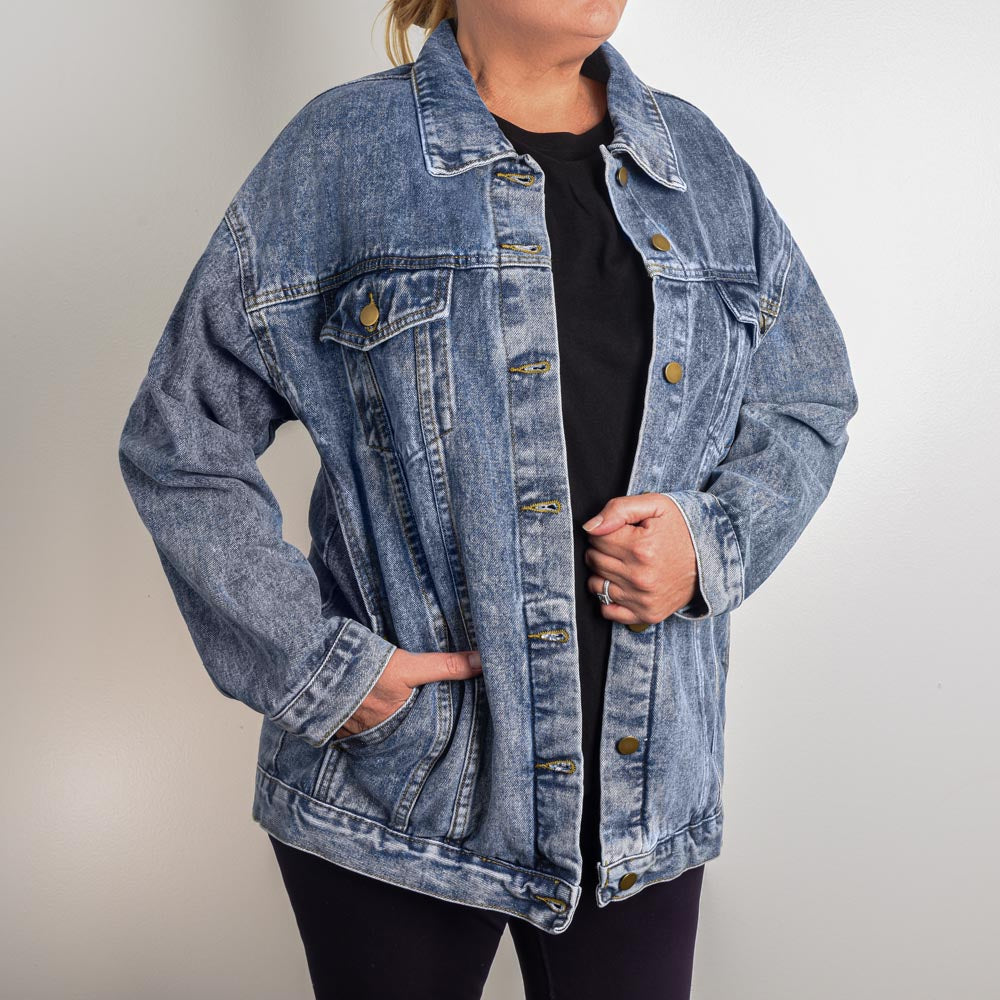 Grunge Faith With Black Letters - Denim Jacket - Elevated Spirit