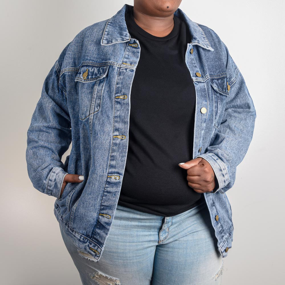 Grunge Faith With Black Letters - Denim Jacket - Elevated Spirit
