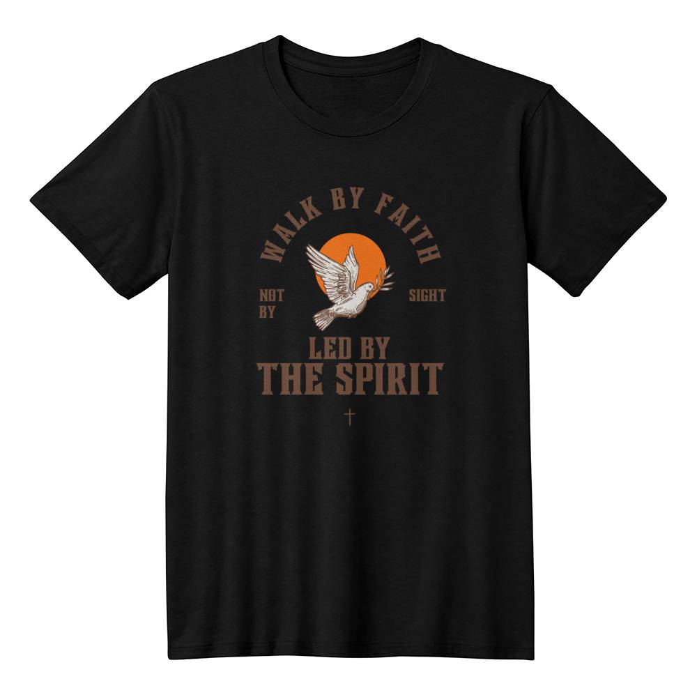WALK BY FAITH UNISEX CHRISTIAN TEE IN BLACK