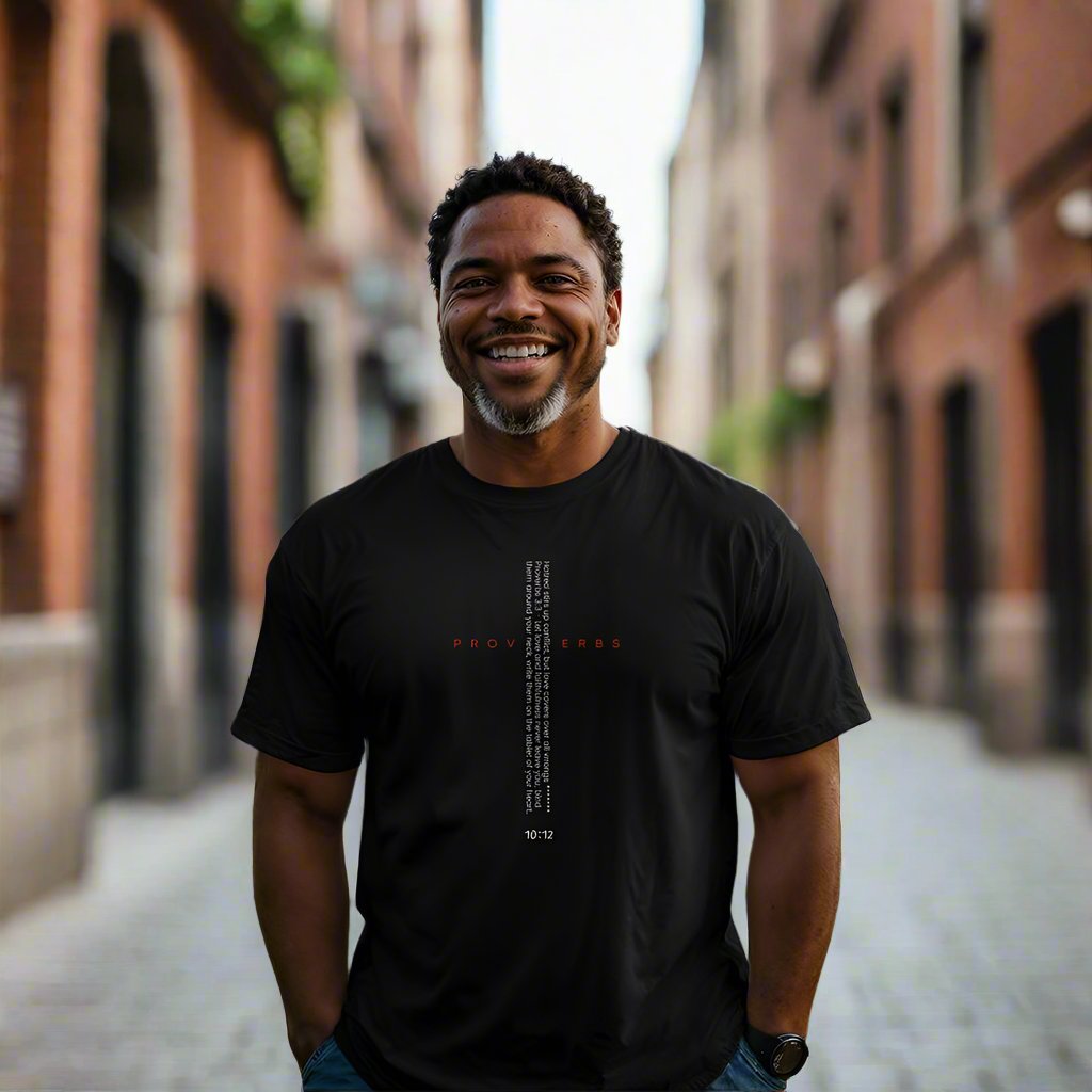 PROVERBS 10:12 BLACK UNISEX CHRISTIAN TEE