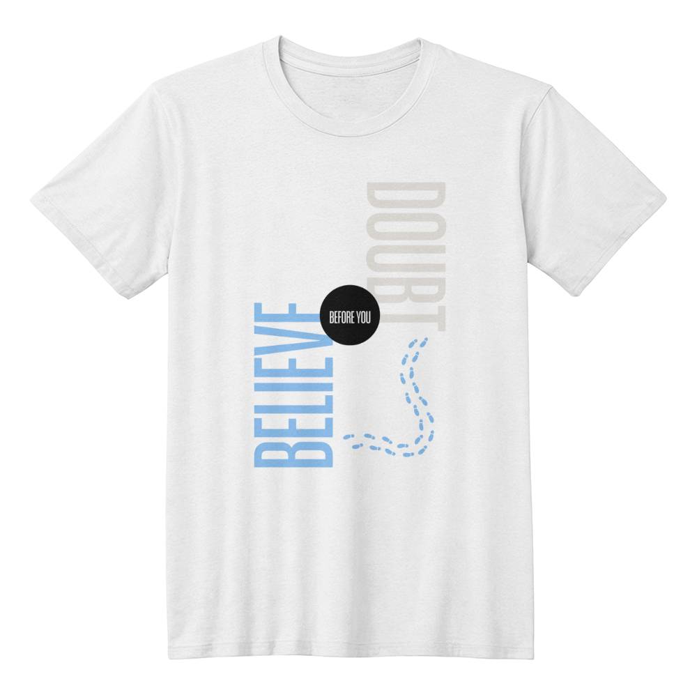 WHITE CHRISTIAN TEE FROM DOUBT TO BELIEVE