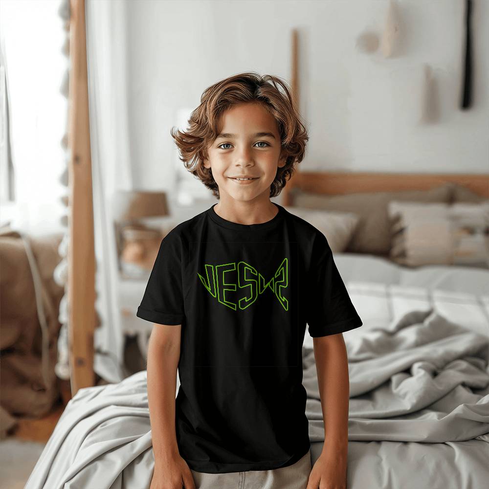 ELEVATED SPIRIT | NEON GREEN JESUS YOUTH TEE - Elevated Spirit