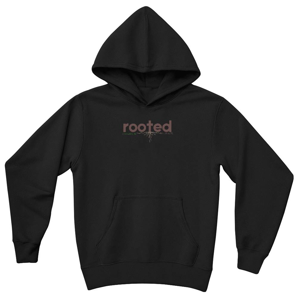 Rooted in His Love youth black Christian hoodie  | Trendy Faith-Based Apparel