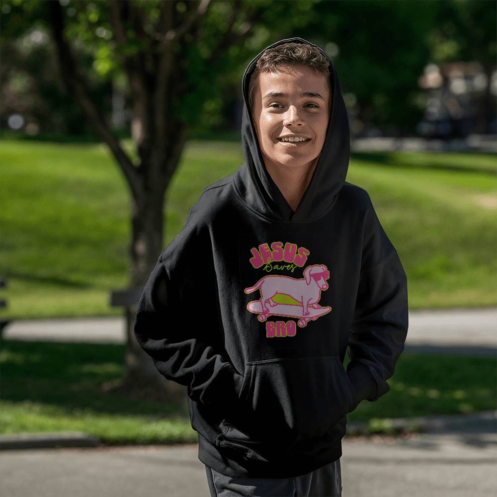 Jesus Saves Bro black Christian Youth Hoodie -