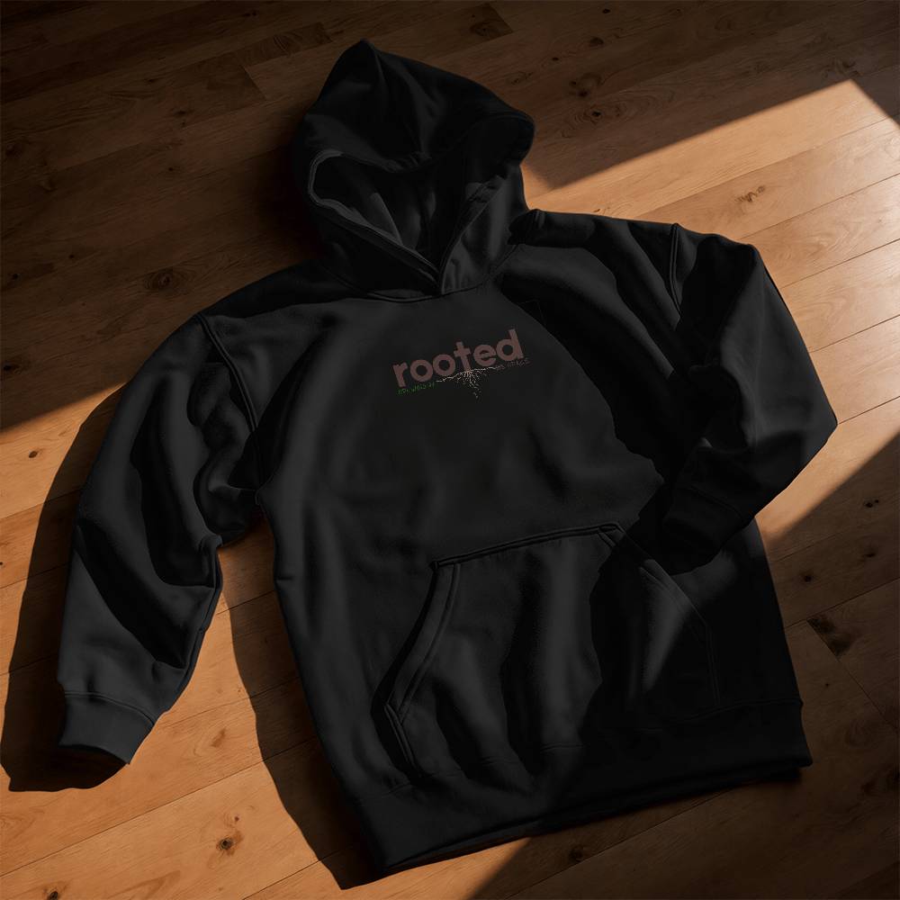 Rooted in His Love black youth Christian hoodie  | Trendy Faith-Based Apparel