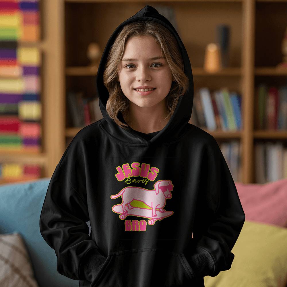 Jesus Saves Bro black Christian Youth Hoodie -