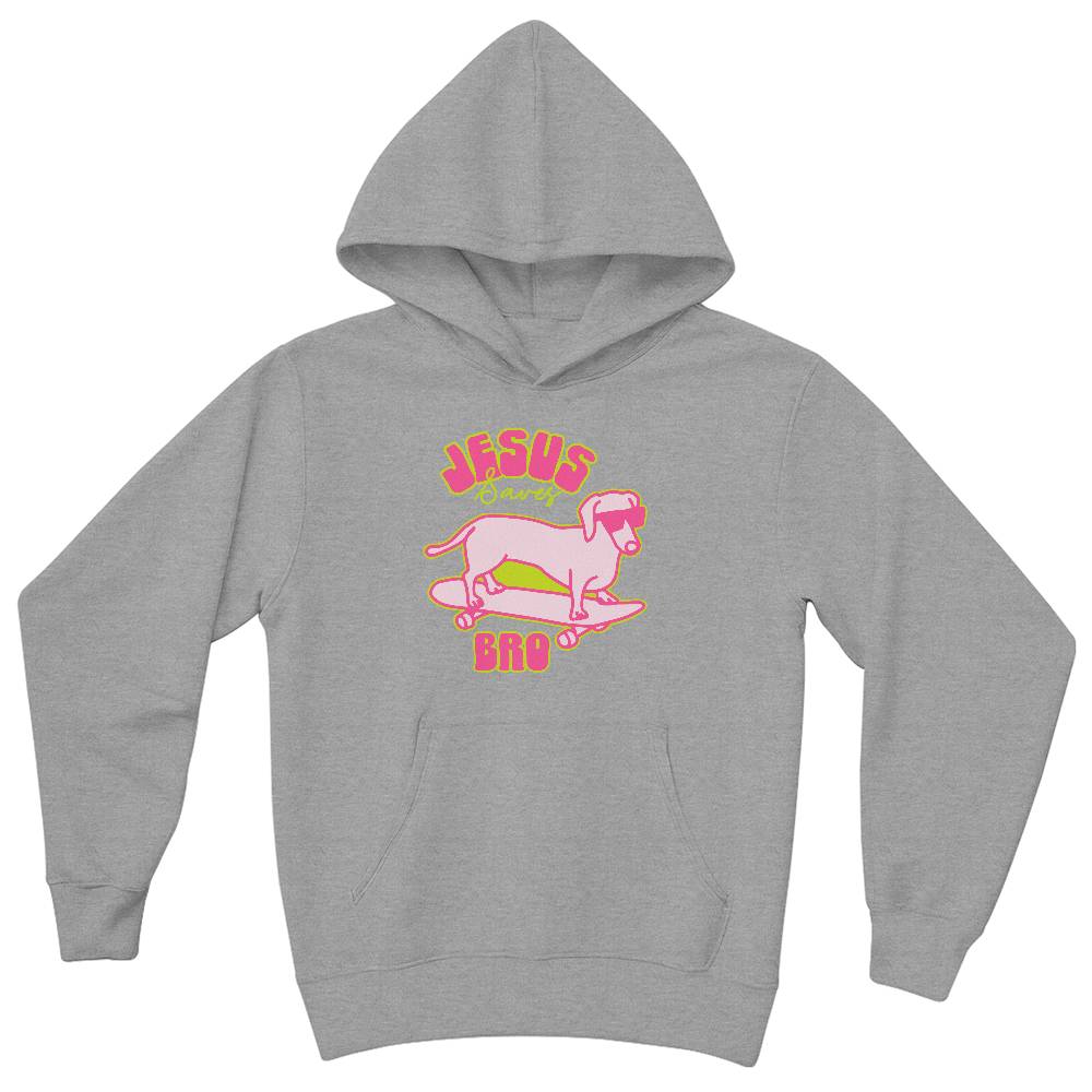 Jesus Saves Bro gray Christian Youth Hoodie -