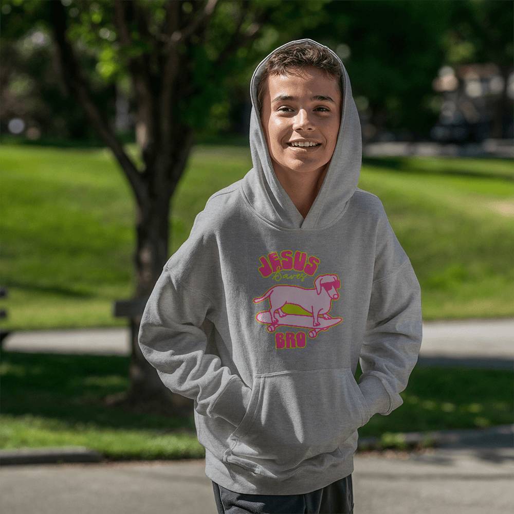 Jesus Saves Bro gray Christian Youth Hoodie -