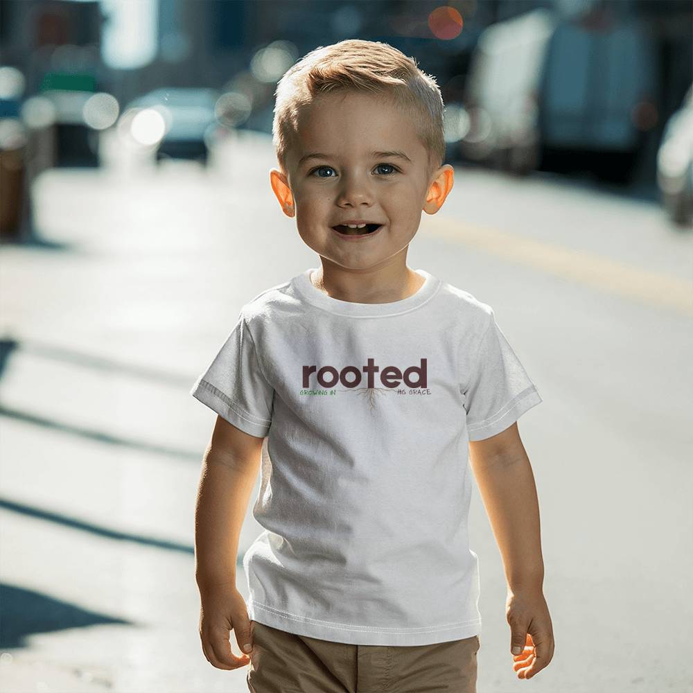WHITE UNISEX ROOTED GROWING IN HIS GRACE CHRISTIAN TEE
