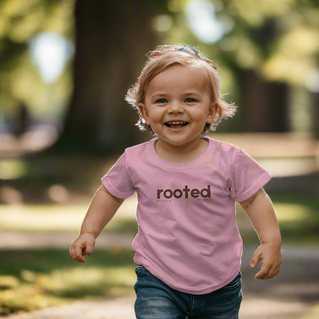 ROOTED GROWING IN HIS GRACE TODDLER PINK CHRISTIAN TEE