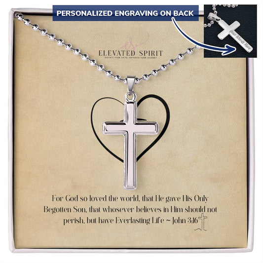 ELEVATED SPIRIT | JOHN 3:16 STAINLESS CROSS - Elevated Spirit 