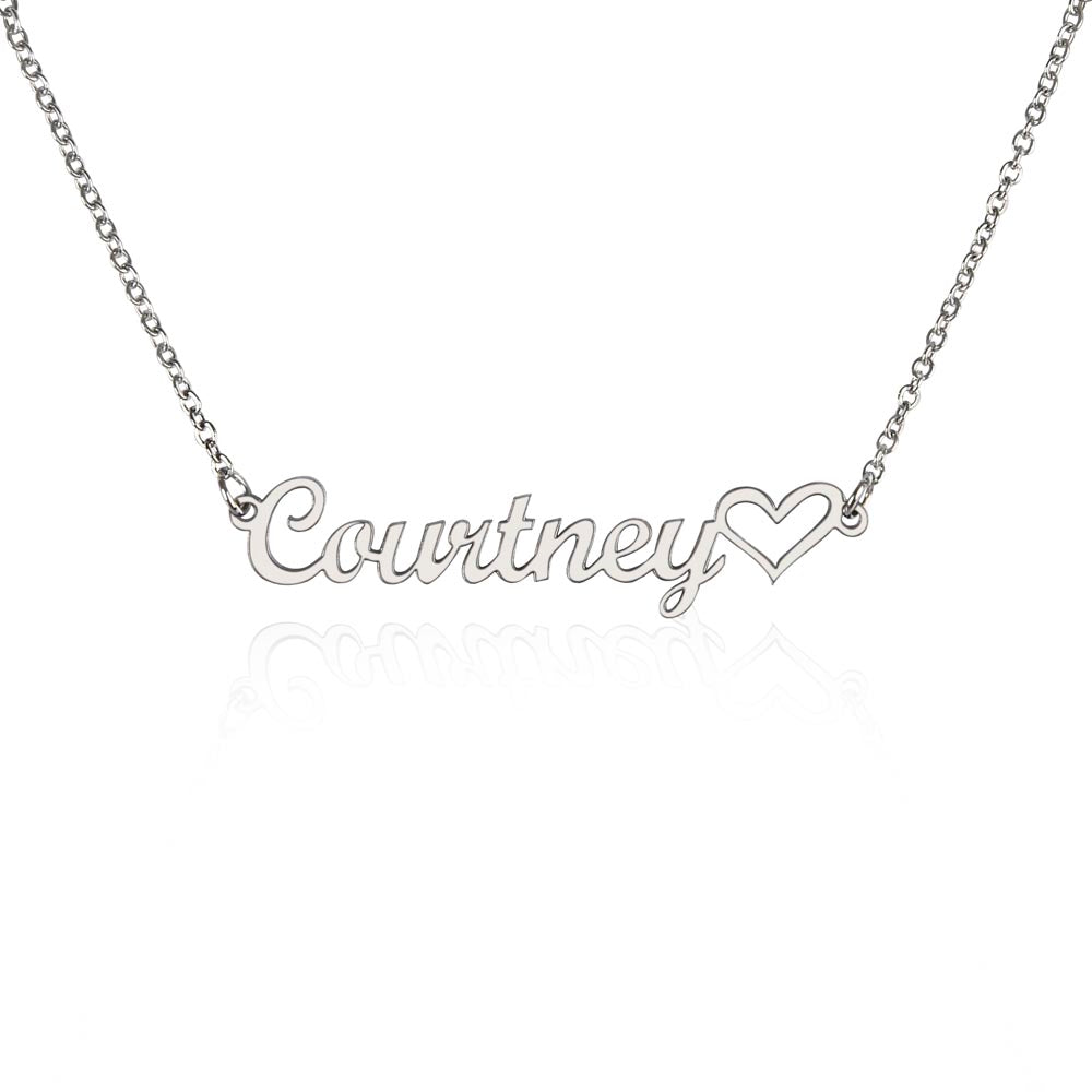 Christian name necklace with heart, customizable with 10 characters or less
