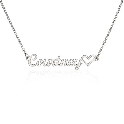 Christian name necklace with heart, customizable with 10 characters or less
