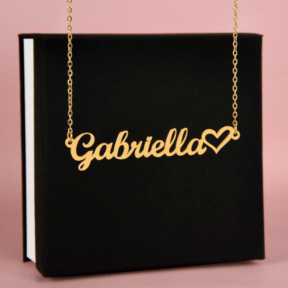 Christian name necklace with heart, customizable with 10 characters or less
