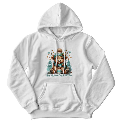Cozy Christian Christmas crewneck featuring Highland Cow and faith-inspired text
