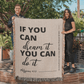 Beige 100% cotton yarn woven blanket with 'If you can dream it, you can do it' message and Philippians 4:13 verse. Inspiring and modern Christian decor.
