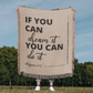 Beige 100% cotton yarn woven blanket with 'If you can dream it, you can do it' message and Philippians 4:13 verse. Inspiring and modern Christian decor.
