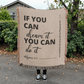 Beige 100% cotton yarn woven blanket with 'If you can dream it, you can do it' message and Philippians 4:13 verse. Inspiring and modern Christian decor.
