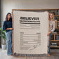 BELIEVER NUTRITIONAL FACTS - COZY FAITH FILLED WOVEN BLANKET