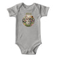 Jesus Loves Me Christian bodysuit with bunny in a flower garden.
